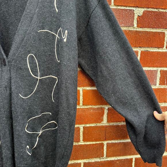 Charcoal Lambswool Vintage Jones New York Cardigan - Picture 3 of 5